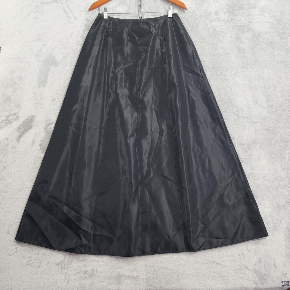 Vintage Fairweather Skirt Womens 8 Black Satin A-Line Maxi Gothic Formal Party
